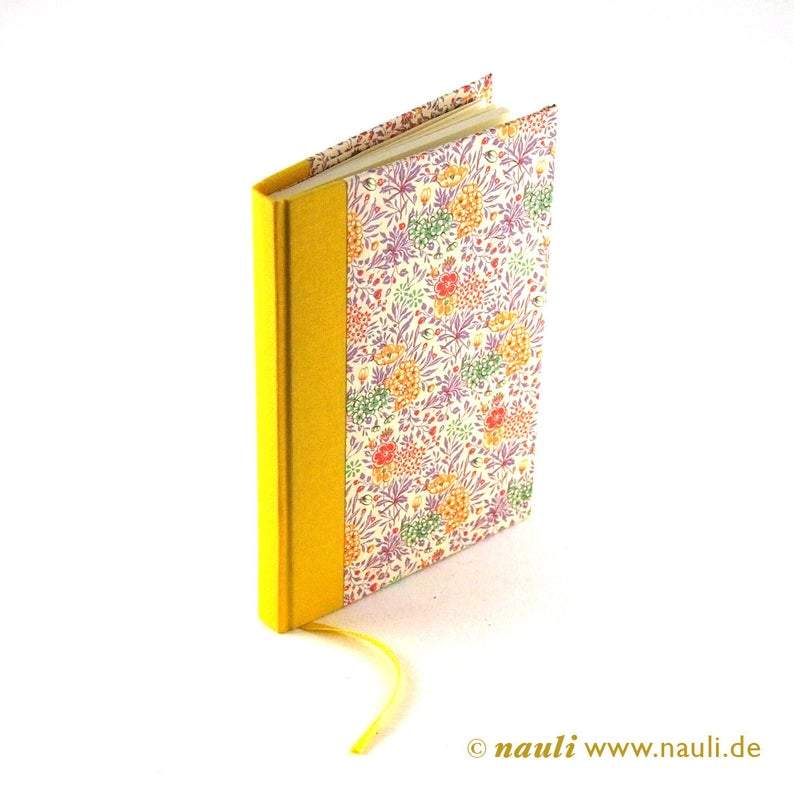 Nauli  Notizbuch DIN A6 kleines Notizbuch DIN A6 Sommerblumen rosa gelb