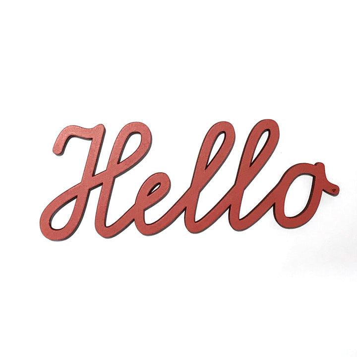 NoGallery Schriftzug Hello  -  roter 3D Schriftzug aus Holz