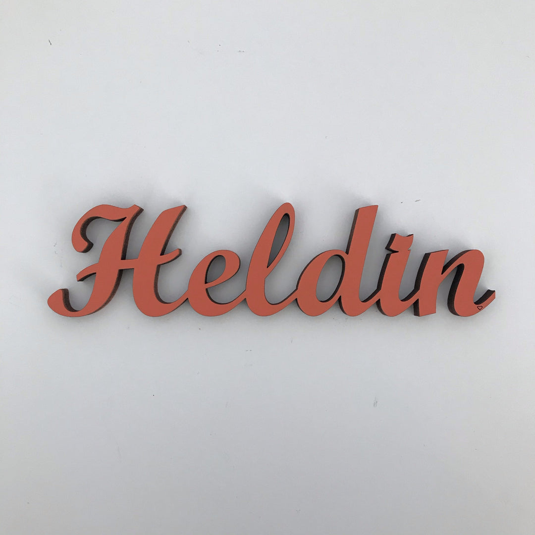 NoGallery Schriftzug orangerot Heldin - 3D Schriftzug