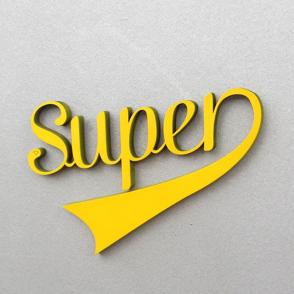 NoGallery Schriftzug Super - gelber 3D Schriftzug