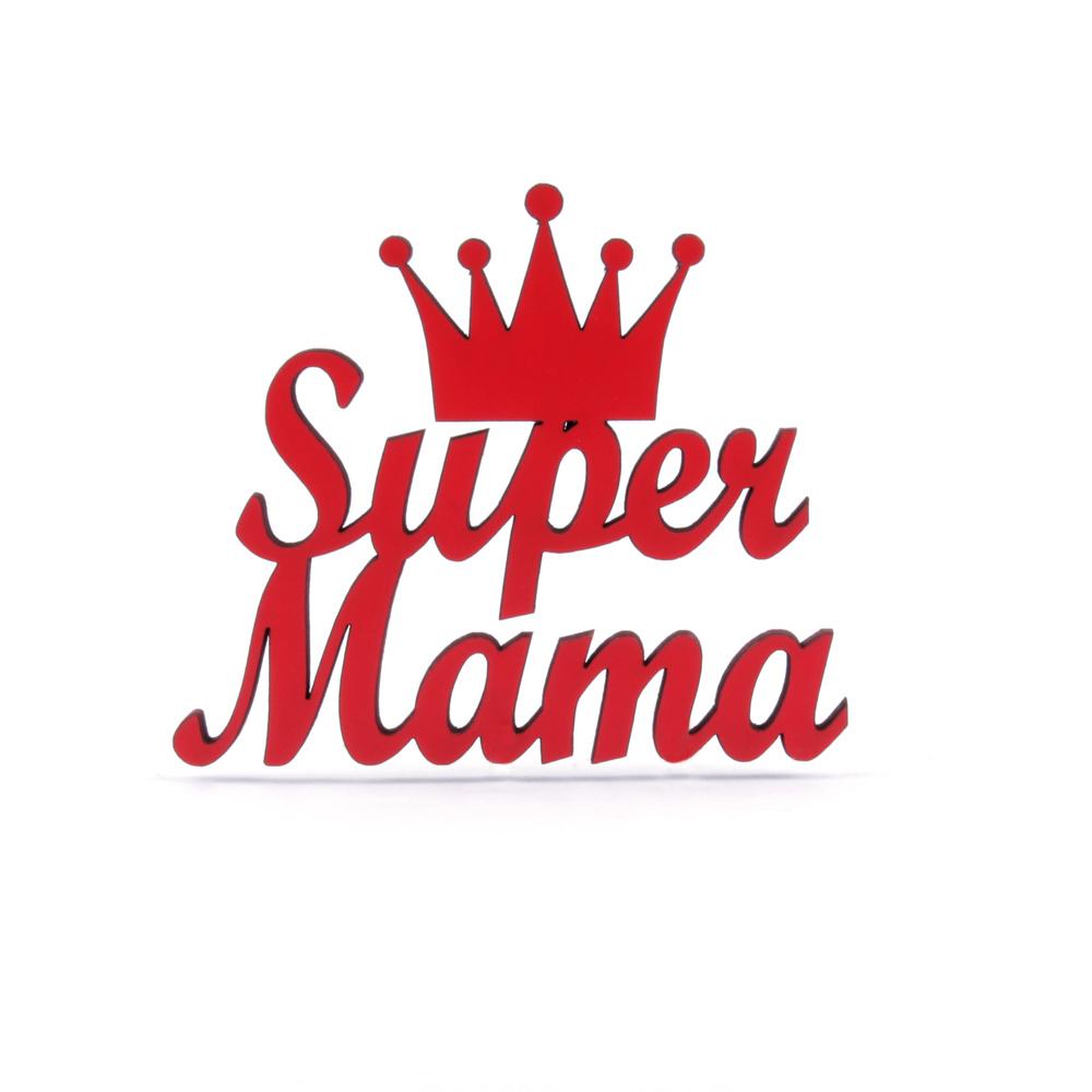 NoGallery Schriftzug Super Mama mit Krone - roter 3D Schriftzug