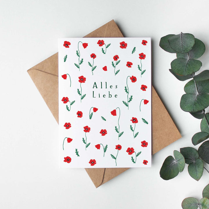 Paperlandscape Faltkarte "Alles Liebe Mohnblüten"