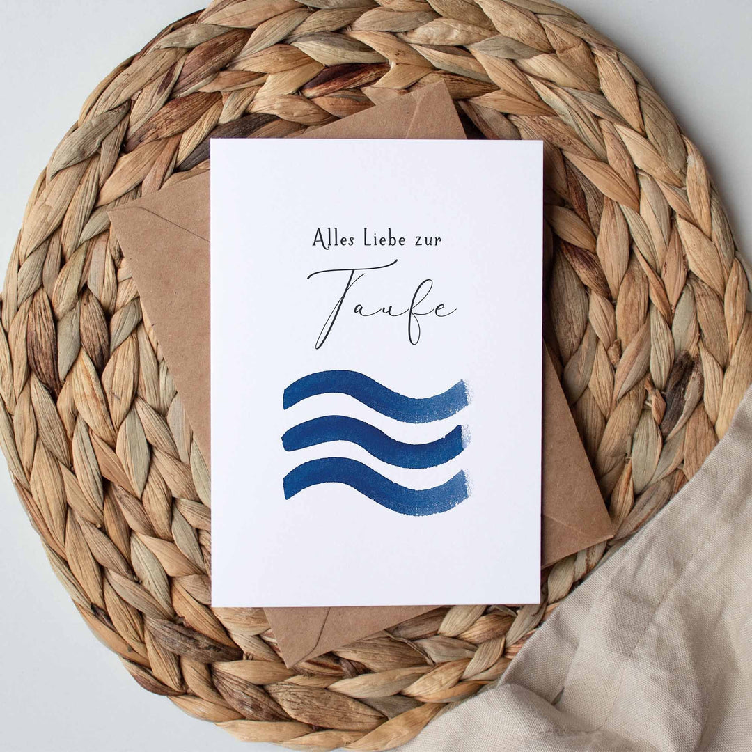 Paperlandscape Faltkarte "Blaue Wellen" | Taufe