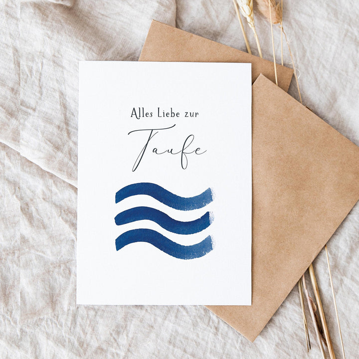 Paperlandscape Faltkarte "Blaue Wellen" | Taufe