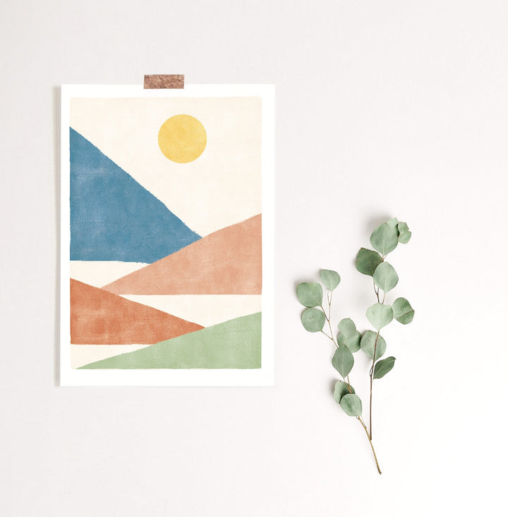 Paperlandscape Kunstdruck "Berge abstrakt Pastell" | verschiedene Größen