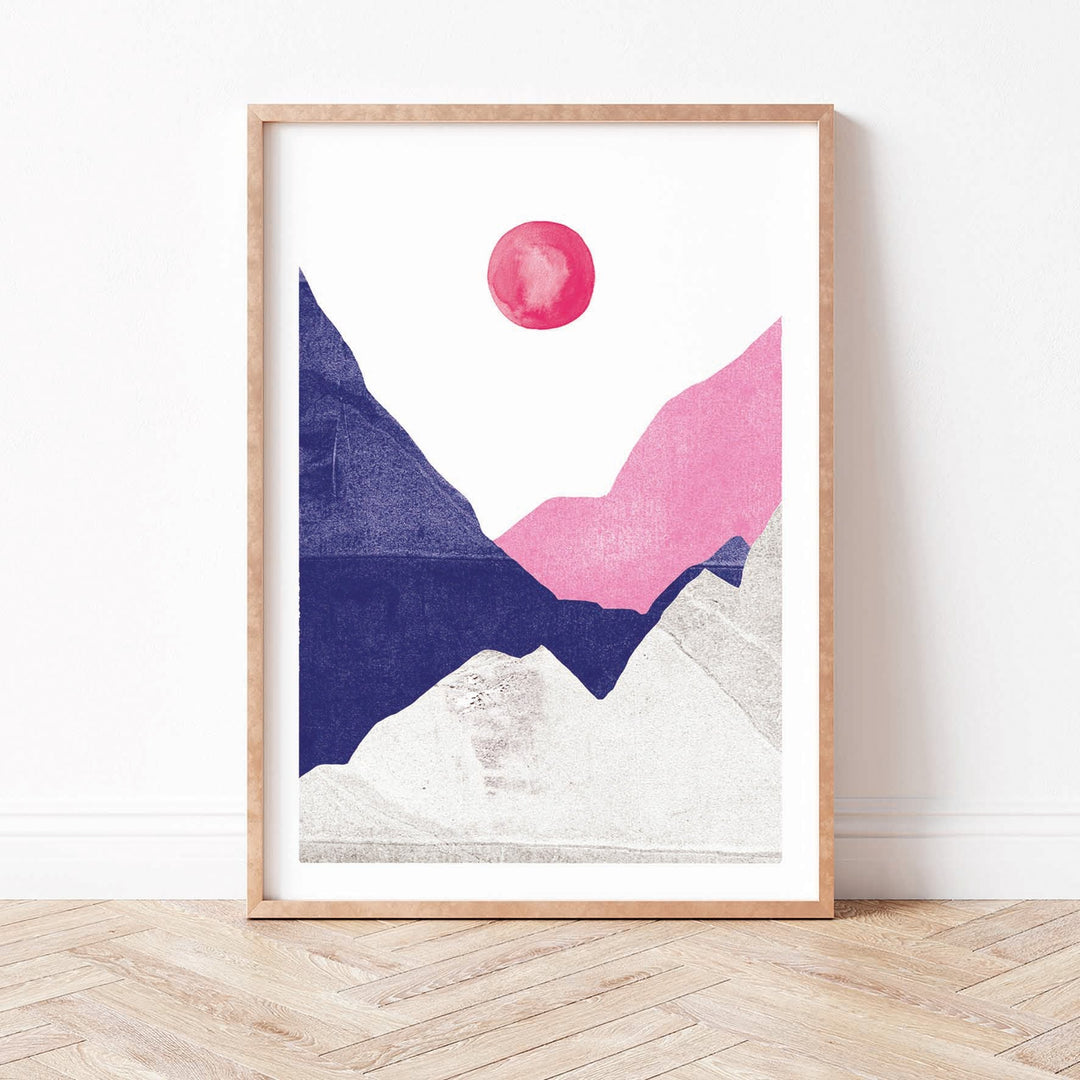 Paperlandscape Kunstdruck "Berge rosa blau" | abstrakt | verschiedene Größen