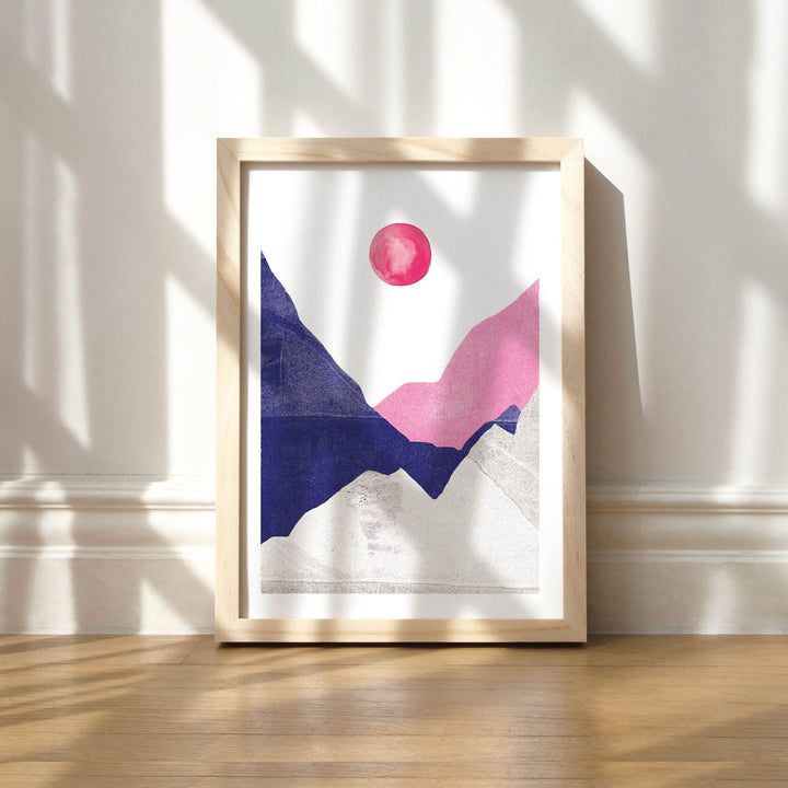 Paperlandscape Kunstdruck "Berge rosa blau" | abstrakt | verschiedene Größen