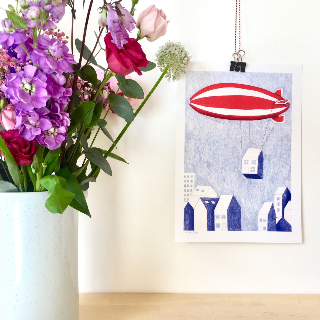 Pink Cloud Studio Druck Roter Zeppelin - Kunstdruck