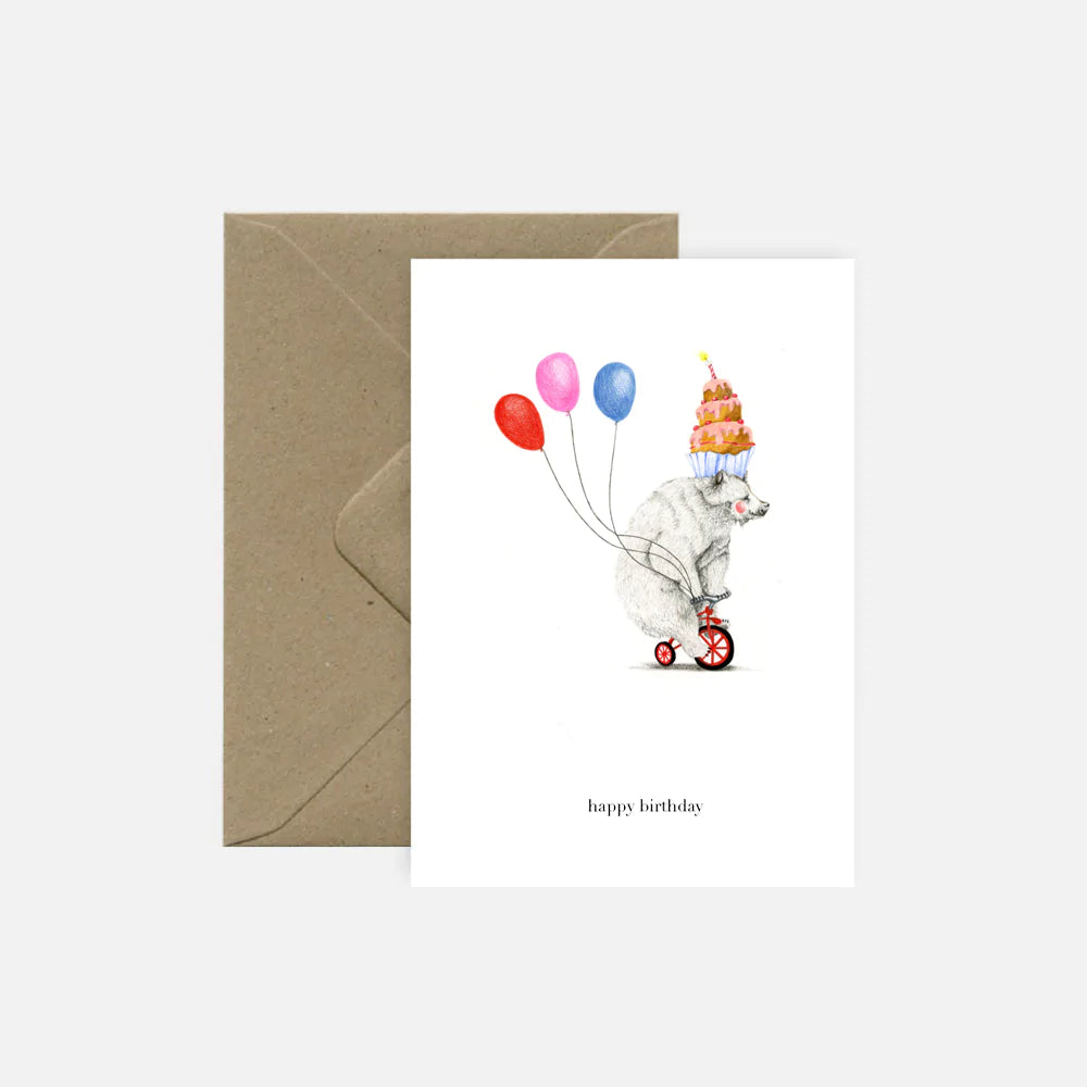 Pink Cloud Studio Geburtstagskarte Geburtstagskarte - Partybär