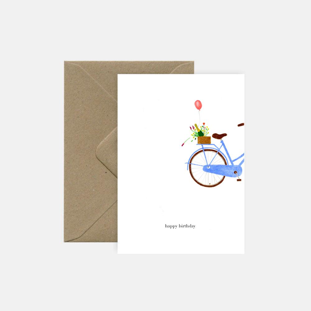 Pink Cloud Studio Grußkarte Grüße zum Geburtstag mit Fahrrad - Geburtstagskarte