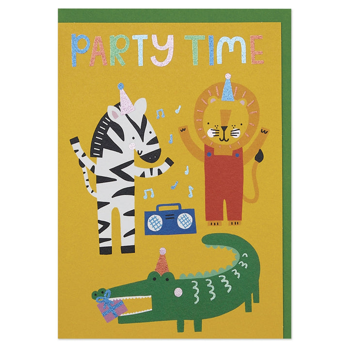 Raspberry Blossom Geburtstagskarte Geburtstagskarte für Kinder - Partytime mit wilden Tieren