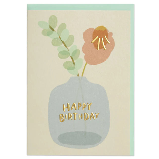 Raspberry Blossom Geburtstagskarte Geburtstagskarte - Happy Birthday - Blumen und Vase