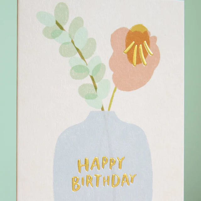 Raspberry Blossom Geburtstagskarte Geburtstagskarte - Happy Birthday - Blumen und Vase