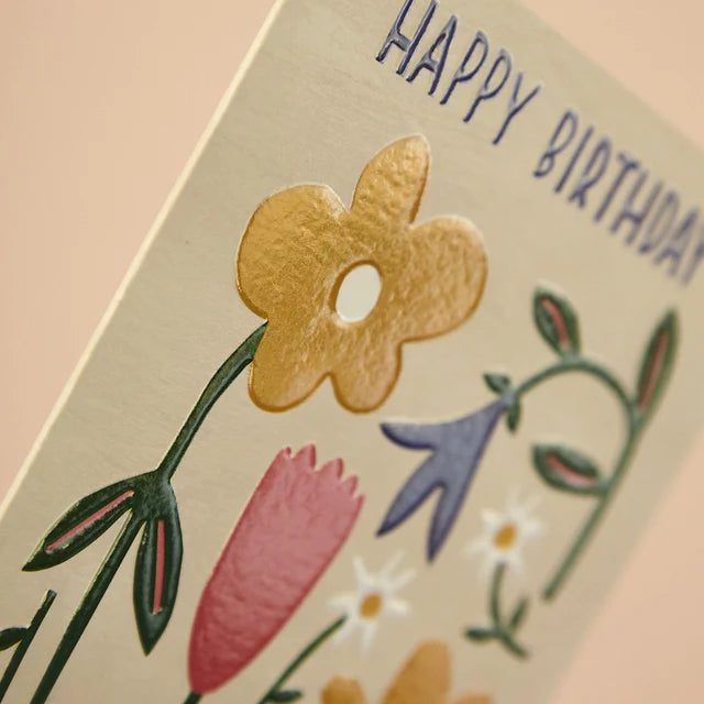 Raspberry Blossom Geburtstagskarte Geburtstagskarte - Happy Birthday - bunte Wiesenblumen