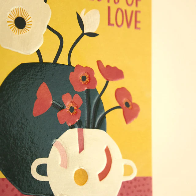 Raspberry Blossom Unterstützungskarte Grußkarte - Lots of love - Mohn in rot und weiß