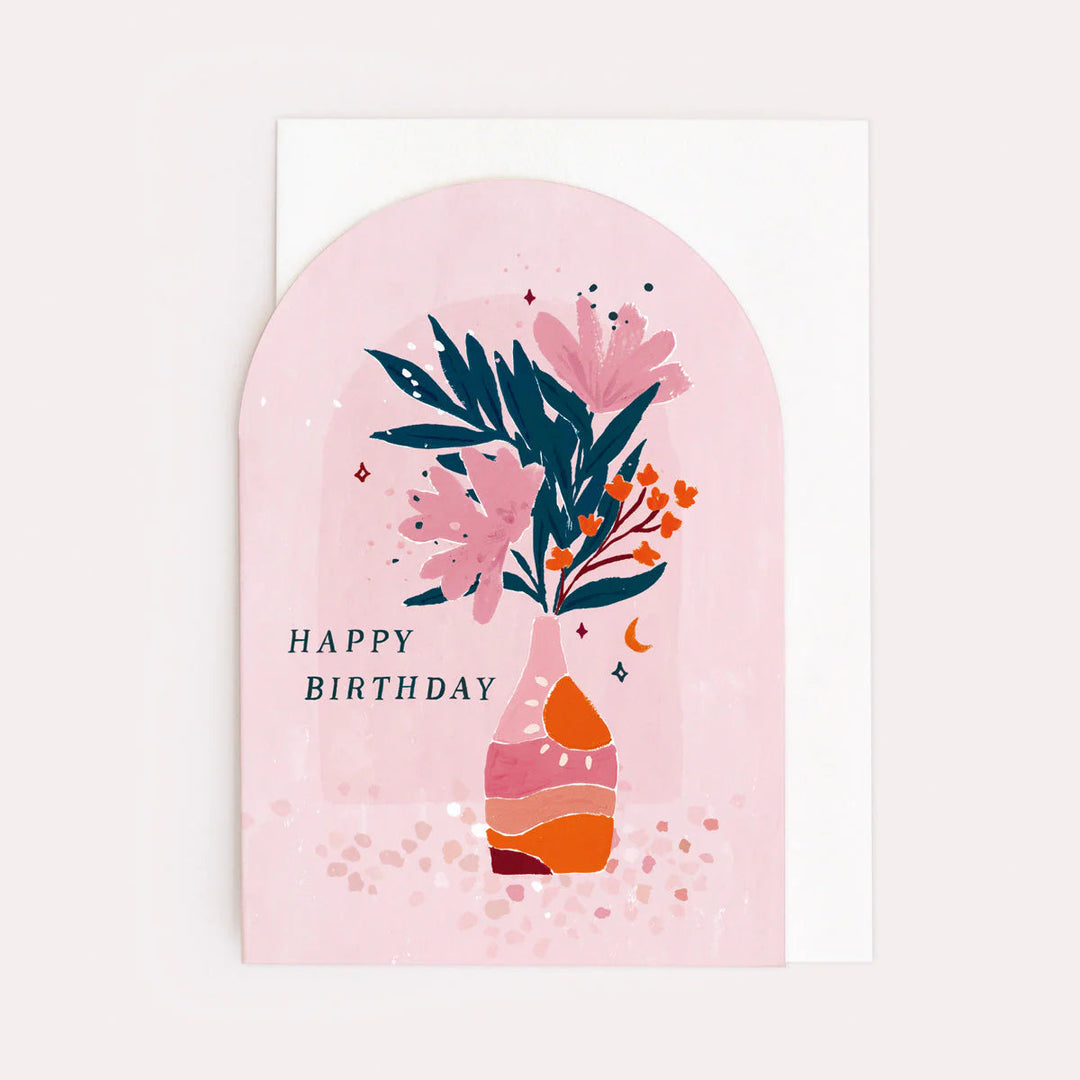 Sister Paper co. Geburtstagskarte Geburtstagskarte - Happy Birtdhay Blumenstrauß in der Vase