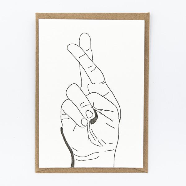Studio Flash Letterpress Grußkarte Fingers crossed - Grußkarte mit einer riesigen Portion Glück
