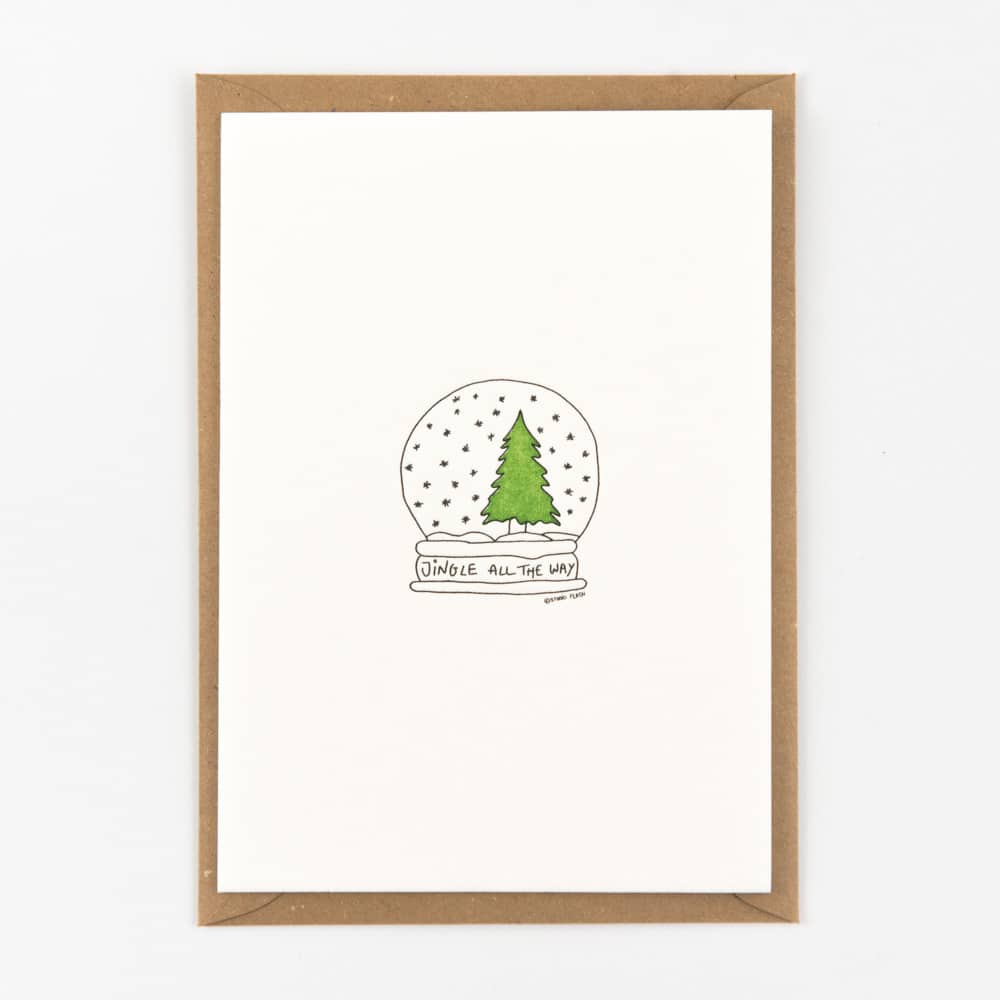 Studio Flash Letterpress Weihnachtskarte Jingle all the way - Schneekugel - Weihnachtskarte