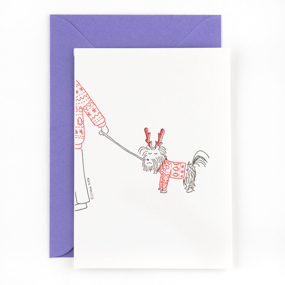 Studio Flash Letterpress Weihnachtskarte Weihnachtskarte  | Ugly Sweater Dog