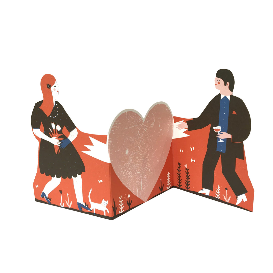 The Printed Peanut Grußkarte Concertina Heart Card Man and Woman