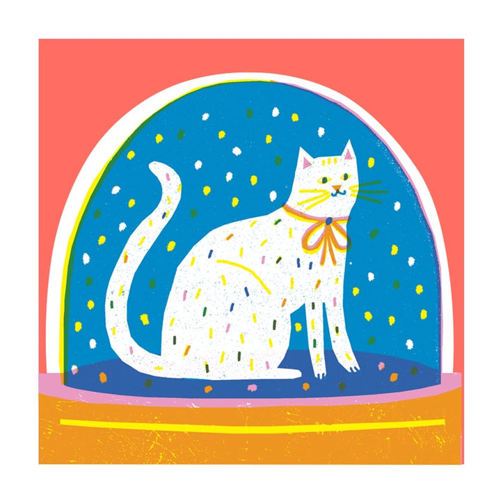 The Weihnachtskarte Weihnachtskarte Schneekugel mit Katze