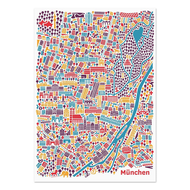 vianina Poster 50x70cm München Stadtplan - Poster