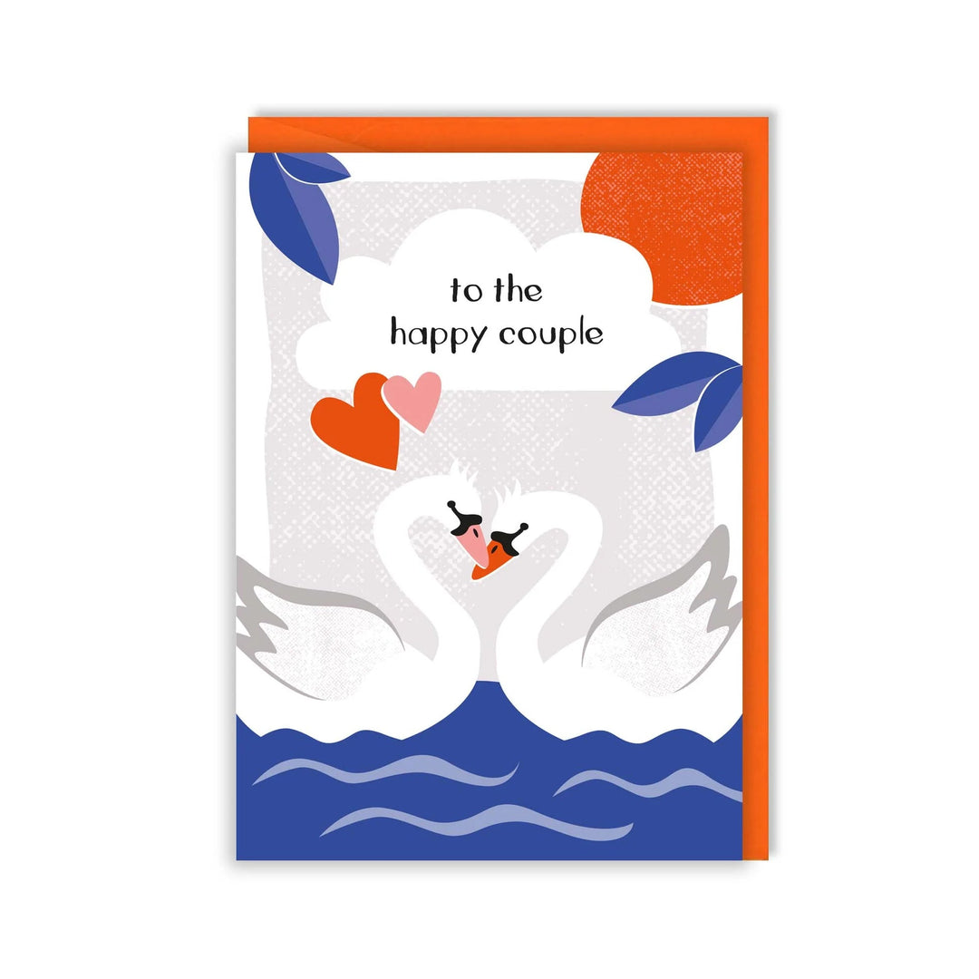 Zedig Design Dankeskarte Hochzeitskarte To the Happy Couple - zwei Schwäne
