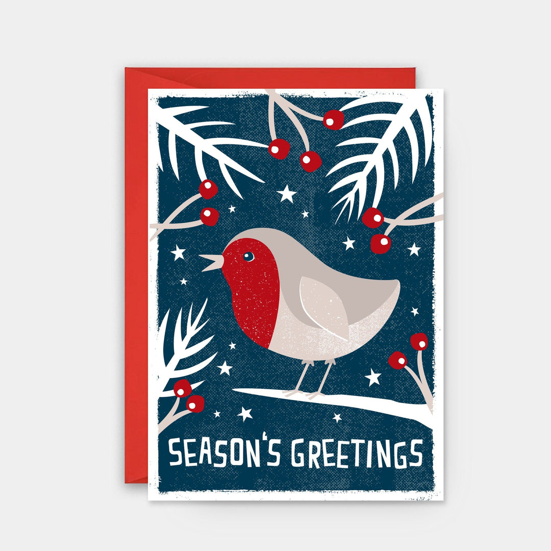 Zedig Design Weihnachtskarte Weihnachtskarte - Rotkehlchen Season's Greetings